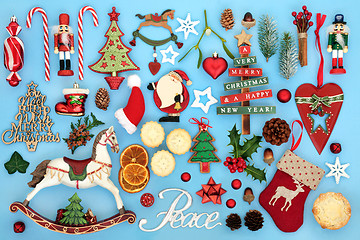 Image showing Christmas Peace Sign and Decorations