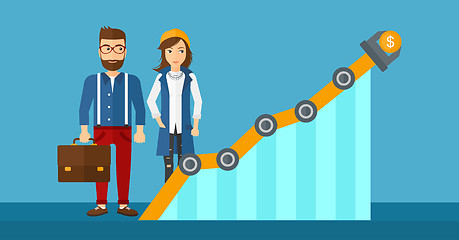 Image showing Business profit chart with robotic arm.