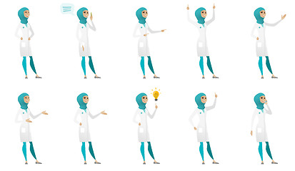 Image showing Muslim doctor vector illustrations set.