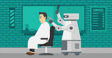 Image showing Robot hairdresser making haircut to a man.