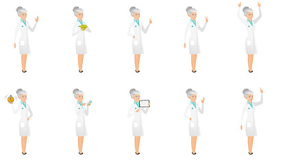 Image showing Senior caucasian doctor vector illustrations set.