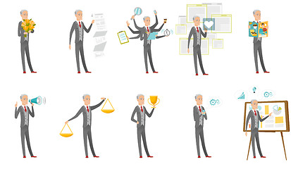 Image showing Caucasian businessman vector illustrations set.