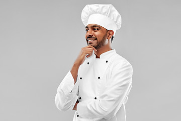 Image showing happy male indian chef in toque