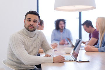 Image showing Startup Business Team At A Meeting at modern office building