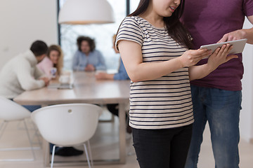 Image showing Startup Business Team At A Meeting at modern office building