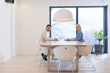 Image showing Startup Business Team At A Meeting at modern office building