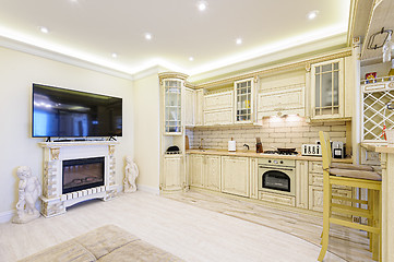 Image showing Luxury modern beige kitchen interior