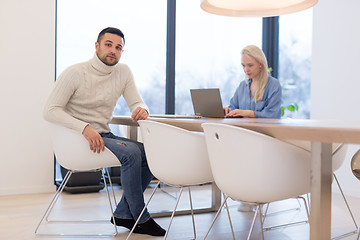 Image showing Startup Business Team At A Meeting at modern office building