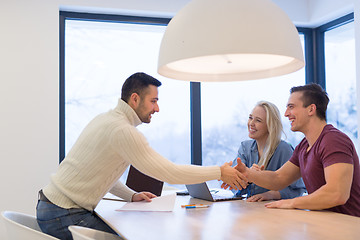 Image showing Startup Business Team At A Meeting at modern office building