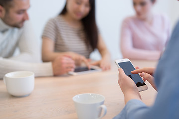 Image showing Startup Business Team At A Meeting at modern office building