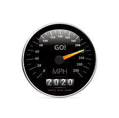 Image showing Calendar 2020 in speedometer car vector illustration on white