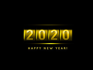 Image showing New Year golden counter 2020 vector illustration on black