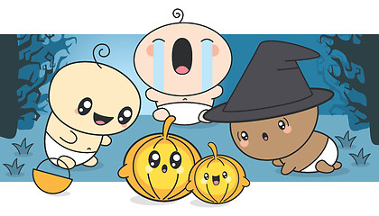 Image showing Cute Babies Celebrating Halloween