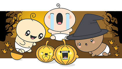 Image showing Cute Babies Celebrating Halloween