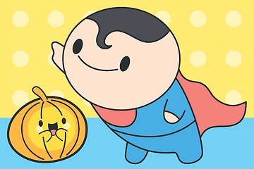 Image showing Vector Cute Kawaii Boy In Halloween Costume