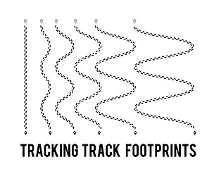 Image showing Tracking of human footprints to track walk paths. Silhouette from shoes. Vector illustration