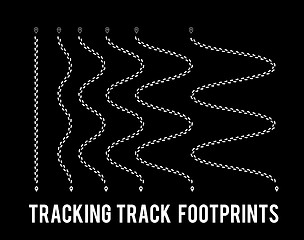 Image showing Tracking of human footprints to track walk paths. Silhouette from shoes. Vector illustration