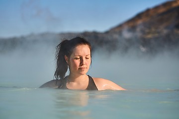 Image showing Woman enjoying hot spring spa