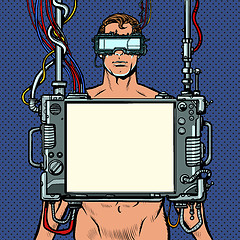 Image showing medical research. Cyberpunk naked man virtual reality concept