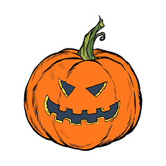 Image showing Halloween pumpkin. Scary face. Festive character