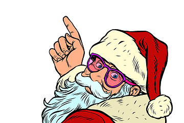 Image showing Santa Claus is pointing merry Christmas and happy new year