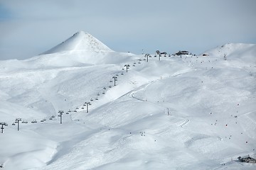 Image showing Skiing slopes from the top