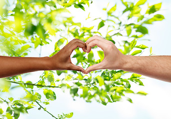 Image showing hands of different skin color making heart shape