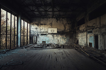 Image showing Abandoned sport room in Pripyat city, Chernobyl Exclusion Zone 2019