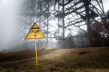 Image showing Radioactivity sign in Chernobyl Outskirts 2019