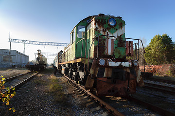 Image showing Abandoned train left outside