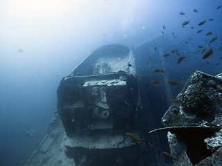 Image showing Industrial junk underwater as railcart