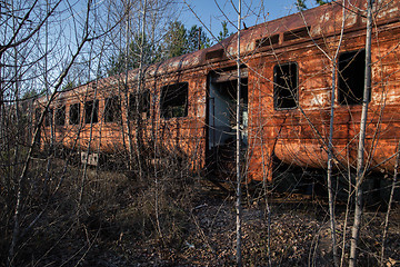 Image showing Abandoned train left outside