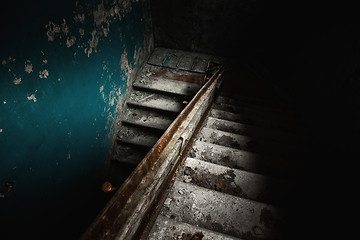 Image showing Abandoned staircase angle shot