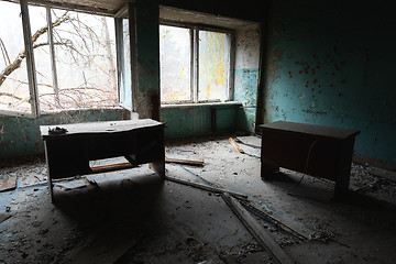 Image showing Abandoned and messy room in Pripyat post office