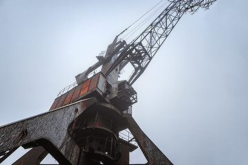 Image showing Rusty old industrial dock cranes at Chernobyl Dock, 2019