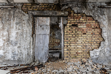 Image showing Abandoned damaged building wall