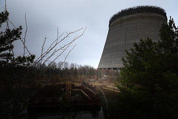 Image showing Cooling Tower of Reactor Number 5 In at Chernobyl Nuclear Power Plant, 2019