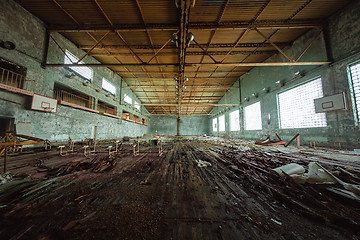 Image showing Abandoned Sport Hall in School of Pripyat Chernobyl