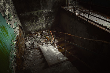 Image showing Abandoned staircase angle shot