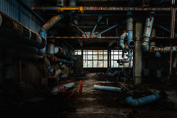 Image showing Dark industrial interior of factory in Chernobyl