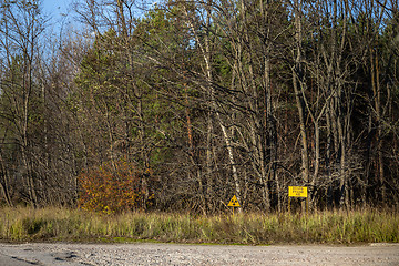 Image showing Radioactivity sign in Chernobyl Outskirts 2019