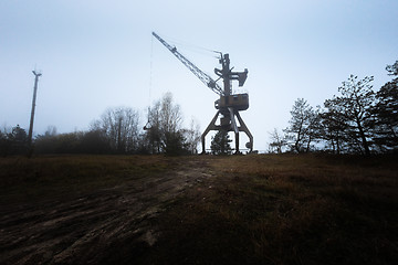 Image showing Rusty old industrial dock cranes at Chernobyl Dock, 2019