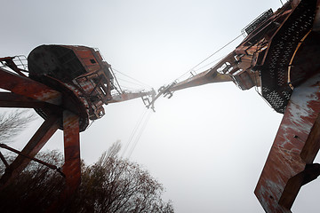 Image showing Rusty old industrial dock cranes at Chernobyl Dock, 2019