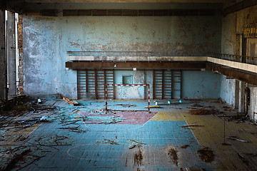 Image showing Abandoned sport room in Pripyat city, Chernobyl Exclusion Zone 2019