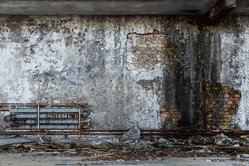 Image showing Abandoned damaged building wall