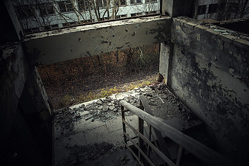 Image showing Abandoned staircase angle shot
