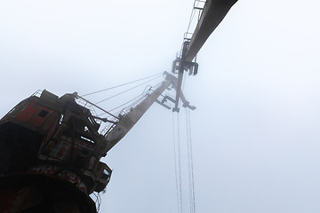 Image showing Rusty old industrial dock cranes at Chernobyl Dock, 2019