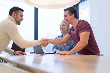 Image showing Startup Business Team At A Meeting at modern office building