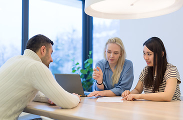 Image showing Startup Business Team At A Meeting at modern office building