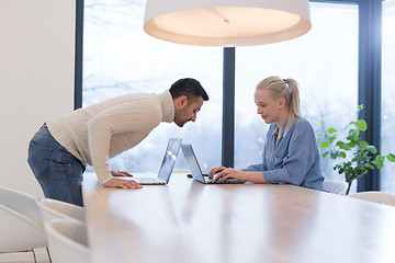 Image showing Startup Business Team At A Meeting at modern office building